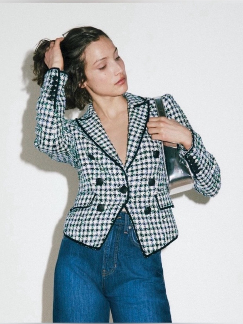 NWT $698 Veronica Beard Diego Dickey Jacket In Blue/ Pinegrove Multi